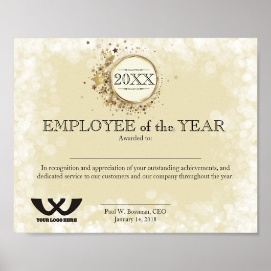 Medewerker van het jaarcertificaat voor het goudem poster (Voorkant)