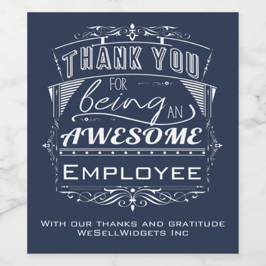 Medewerker Waardering Dank u Wijn Etiket (Enkel label)