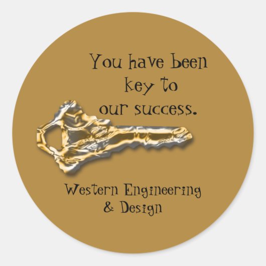 Medewerker Waardering Metal Key Business Dank u Ronde Sticker (Voorkant)