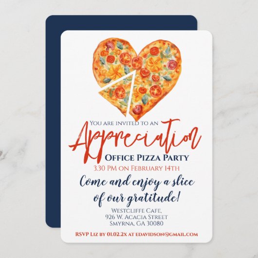 Medewerker Waardering Pizza Party Kaart (Voorkant / Achterkant)