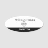 Medewerker Witte Zwarte Logo Eenvoudig Naamplaatje (Voorkant)