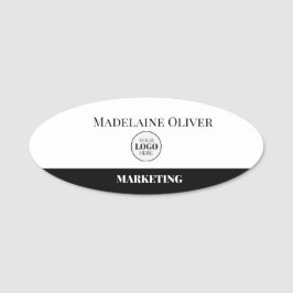 Medewerker Witte Zwarte Logo Eenvoudig Naamplaatje