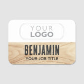 Medewerker Woodgrain Rustic Company Logo Black Naamplaatje (Voorkant)