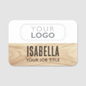Medewerker Woodgrain Rustic Company Logo Brown Naamplaatje (Voorkant)