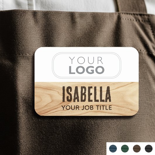 Medewerker Woodgrain Rustic Company Logo Brown Naamplaatje