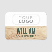 Medewerker Woodgrain Rustic Company Logo Green Naamplaatje (Voorkant)