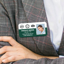 Medewerker Zakelijke Accreditatie ID Foto Groen Naamplaatje
