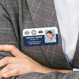 Medewerker Zakelijke Accreditatie ID Foto Navy Blu Naamplaatje