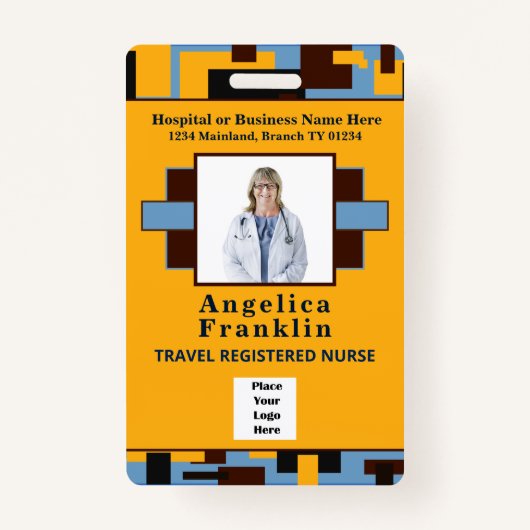 Medewerker Ziekenhuis Fotonaam Streepjescode Logo  Badge (Voorkant)