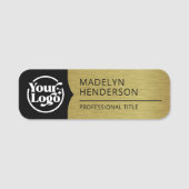 Medewerker Zwart Metallic Gold Logo Magnetisch Naamplaatje (Voorkant)