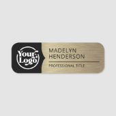 Medewerker Zwart Metallic Oud Goud Logo Magnetisch Naamplaatje (Voorkant)