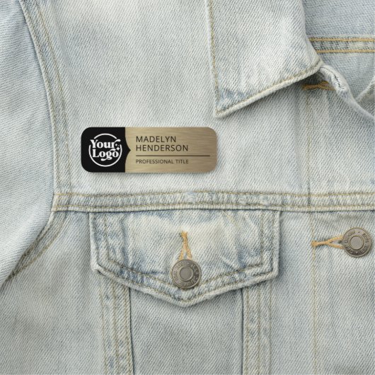 Medewerker Zwart Metallic Oud Goud Logo Magnetisch Naamplaatje (In situ)