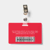 Medewerkersfoto All Red of QR-code Logo ID Badge (Achterkant met clip)