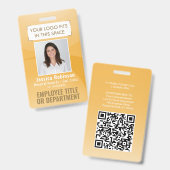 Medewerkersfoto ID QR-code logo geel goud boog Badge (Voor- en achterkant)
