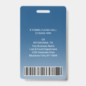 Medewerkersfoto ID-streepjescode Logo Klassiek bla Badge (Achterkant)