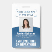 Medewerkersfoto ID-streepjescode Logo Klassiek bla Badge (Voorzijde)