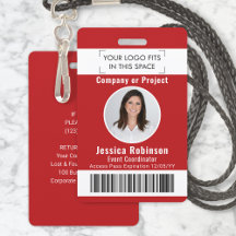 Medewerkersfoto ID-streepjescode Logo Rood Toegang