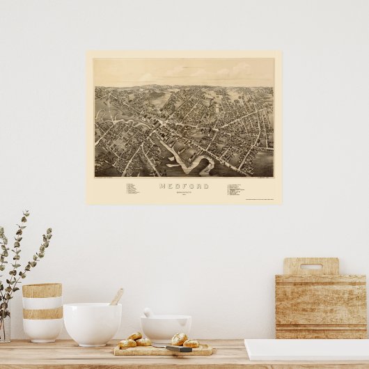 Medford, MA Panoramic Map - 1880 Poster (Keuken)