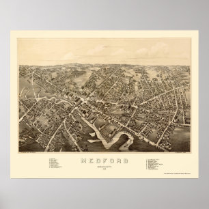 Medford, MA Panoramic Map - 1880 Poster