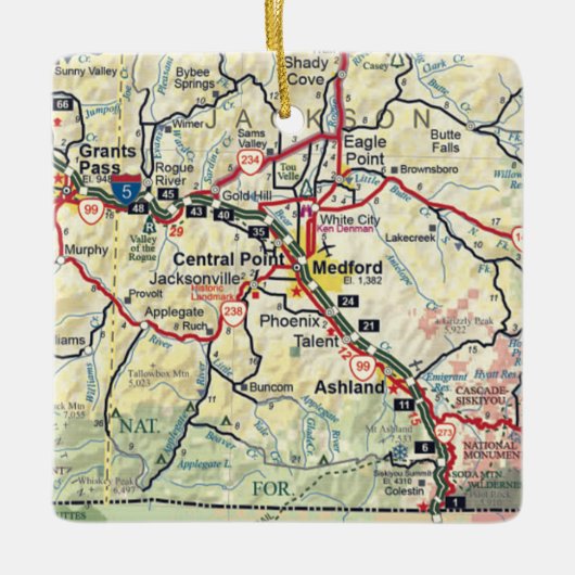 Medford OR Map Keramisch Ornament (Voorkant)