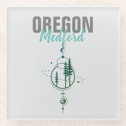 Medford Oregon Geometric Trees Glazen Onderzetter (Voorkant)