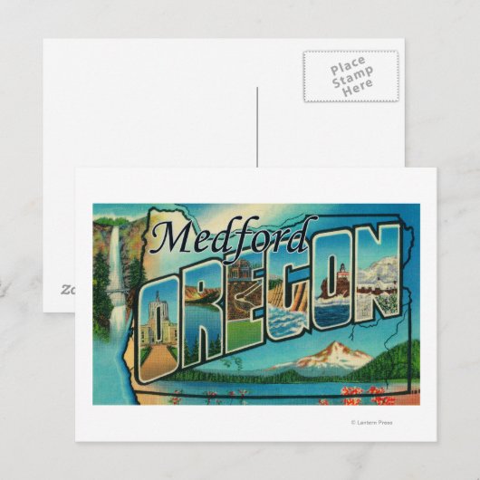 Medford, Oregon - Grote letterscènes Briefkaart (Voorkant / Achterkant)