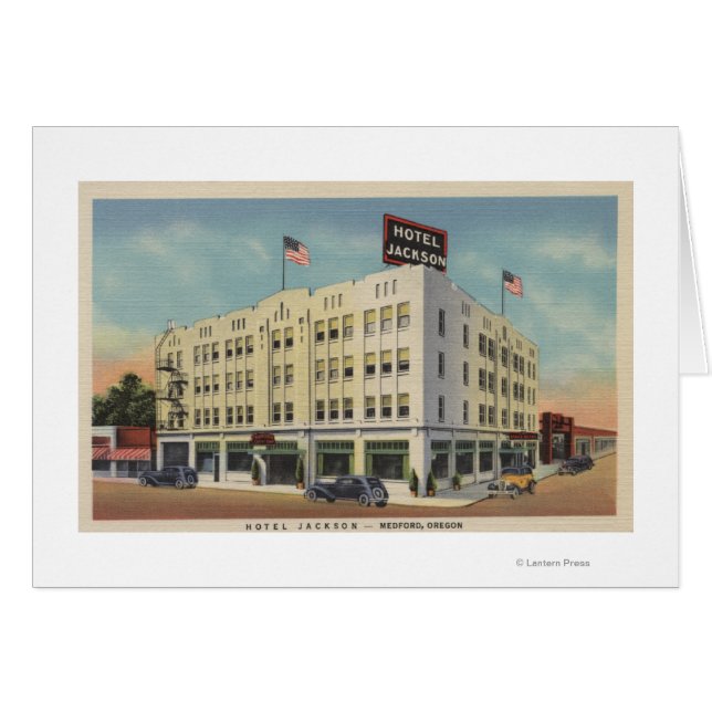 Medford, Oregon - Hotel Jackson Uitzicht met Old (Voorkant Horizontaal)