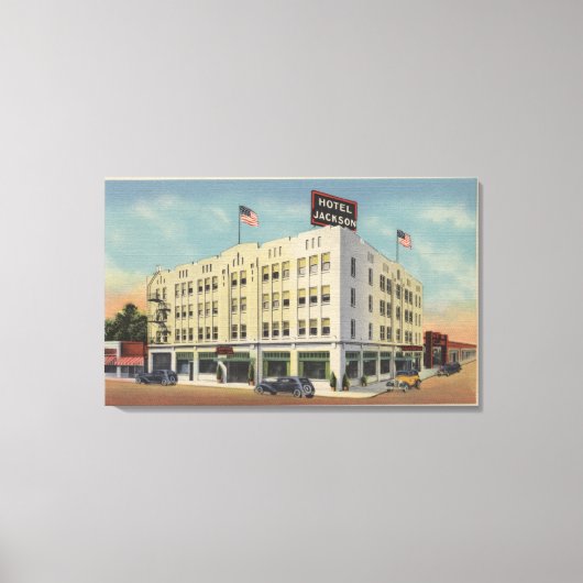 Medford, Oregon - Hotel Jackson Uitzicht met Old Canvas Afdruk (Voorkant)