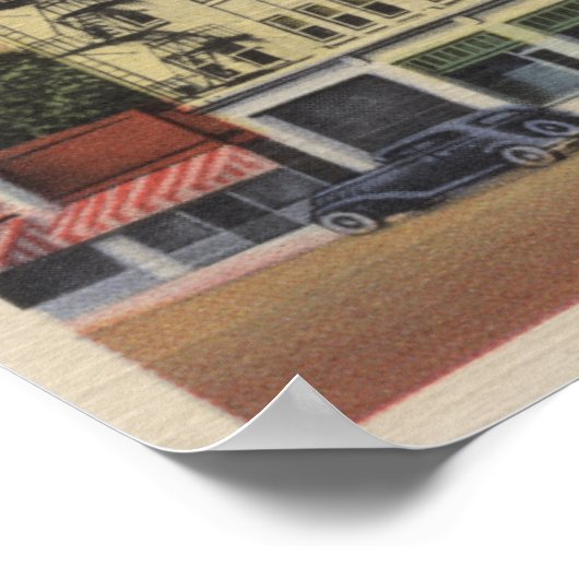 Medford, Oregon - Hotel Jackson Uitzicht met Old Poster (Hoek)