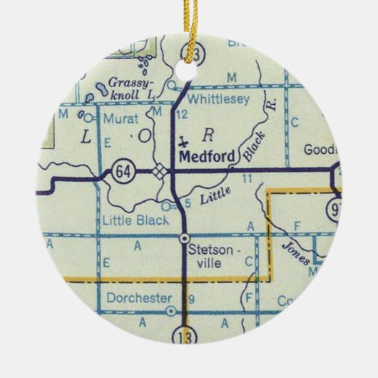 Medford WI Map Keramisch Ornament (Voorkant)
