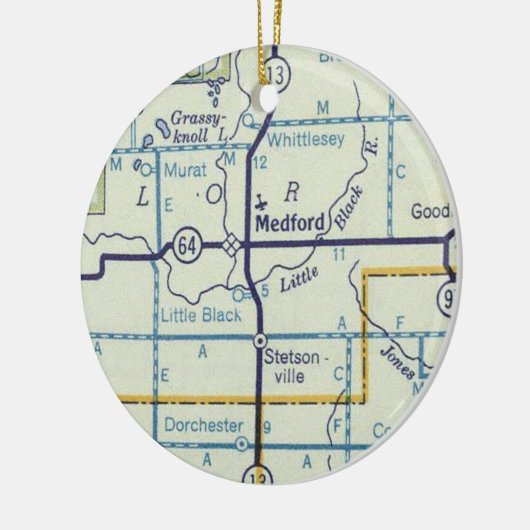 Medford WI Map Keramisch Ornament (Links)