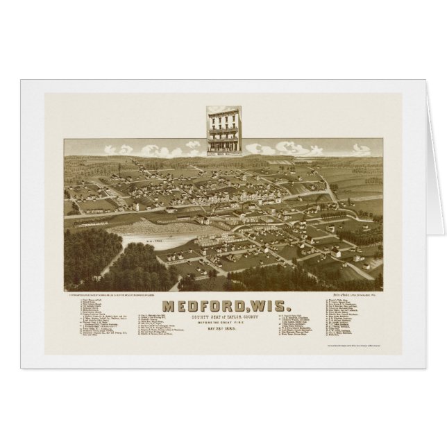 Medford, WI Panoramic Map - 1885 (Voorkant Horizontaal)