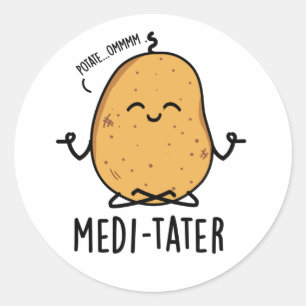 Medi-tater Grappige Mediterende Aardappel Pun Ronde Sticker