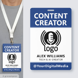 Media-ID-pas Logo Content Creator Navy Beveiliging Badge