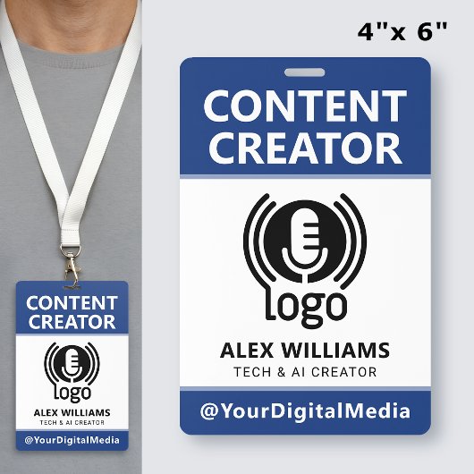 Media-ID-pas Logo Content Creator Navy Beveiliging Badge
