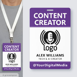 Media-ID-pas Logo Content Creator Paars Beveiligin Badge