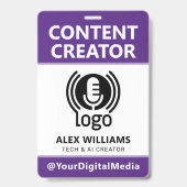 Media-ID-pas Logo Content Creator Paars Beveiligin Badge (Voorzijde)
