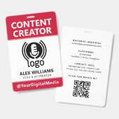 Media-ID-pas Logo Content Creator Rode Beveiliging Badge (Voor- en achterkant)