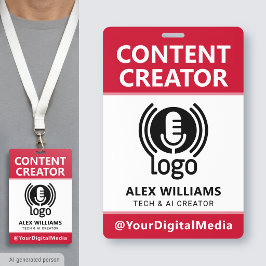 Media-ID-pas Logo Content Creator Rode Beveiliging Badge