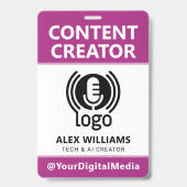 Media-ID-pas Logo Content Creator Roze Beveiliging Badge (Voorzijde)