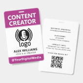 Media-ID-pas Logo Content Creator Roze Beveiliging Badge (Voor- en achterkant)