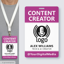 Media-ID-pas Logo Content Creator Roze Beveiliging Badge