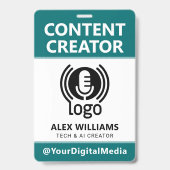 Media-ID-pas Logo Content Creator Teal Beveiliging Badge (Voorzijde)