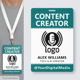Media-ID-pas Logo Content Creator Teal Beveiliging Badge