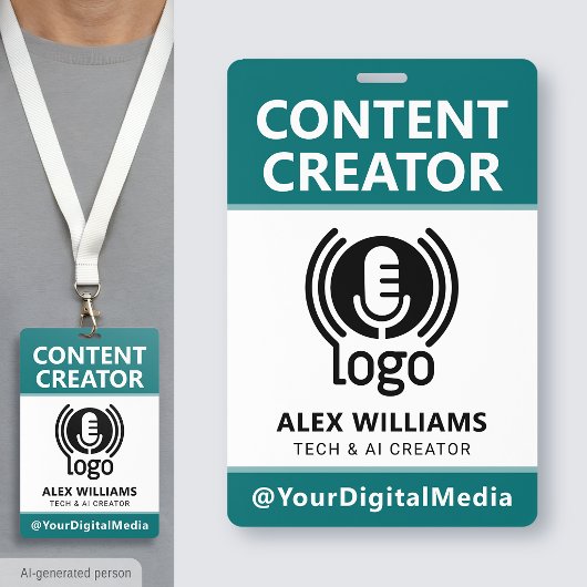 Media-ID-pas Logo Content Creator Teal Beveiliging Badge