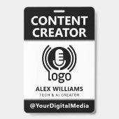 Media-ID-pas Logo Content Creator Zwart Beveiligin Badge (Voorzijde)
