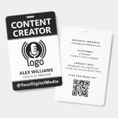 Media-ID-pas Logo Content Creator Zwart Beveiligin Badge (Voor- en achterkant)