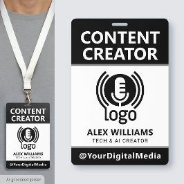 Media-ID-pas Logo Content Creator Zwart Beveiligin Badge