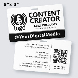 Media ID Pas Logo Tag Zwart Wit Beveiliging Badge