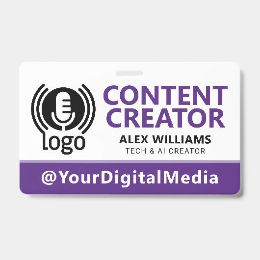 Media ID Pas Logotag Paars Beveiliging Badge (Voorzijde)